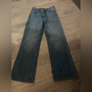 H&M MEDIUM BLUE WIDE LEG HIGH WAIST JEANS US4